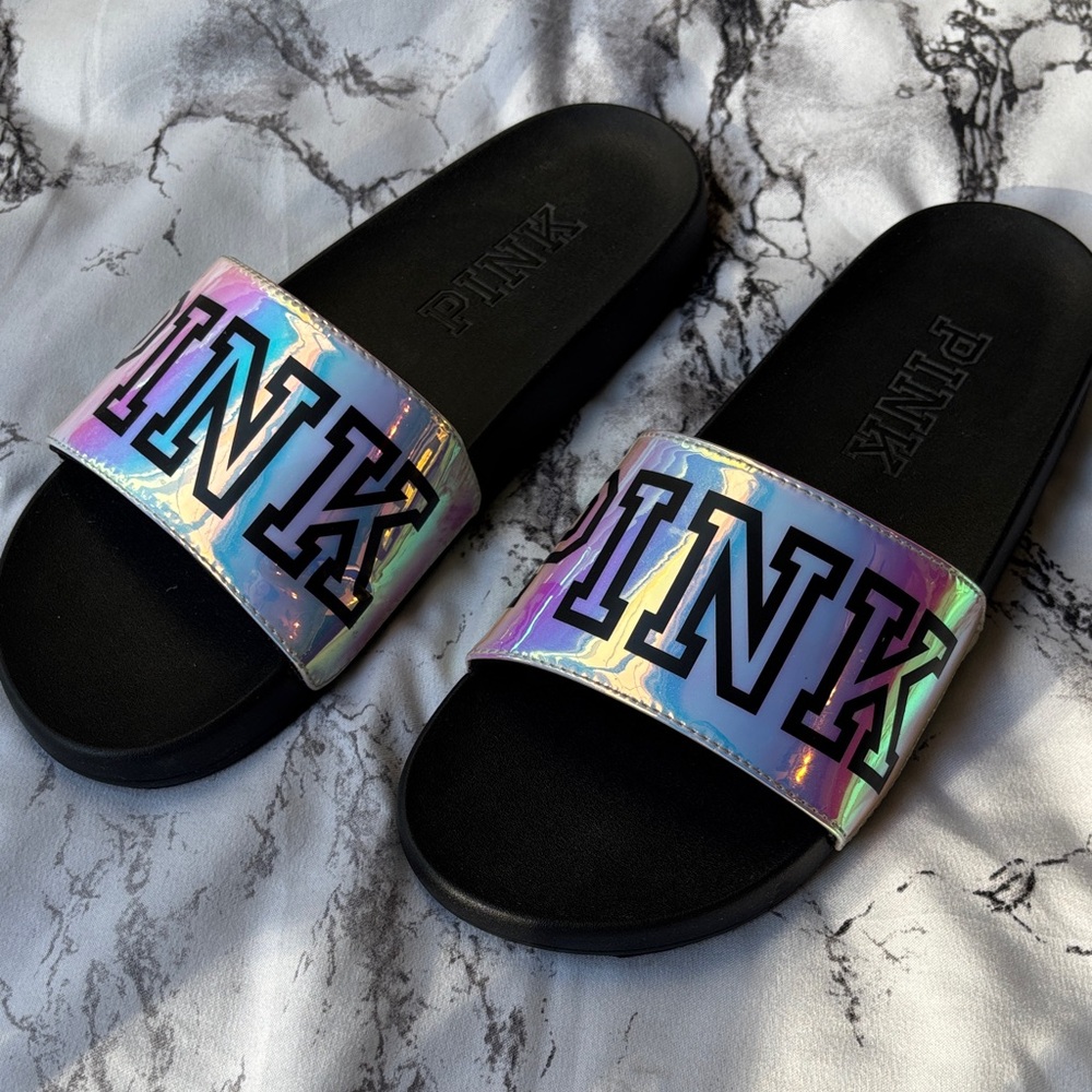 PINK Victoria's Secret Iridescent Slides